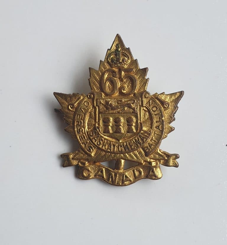 Canadian “65 Battalion” Sweetheart Brooch. Maker Marked However The Pin Missing.