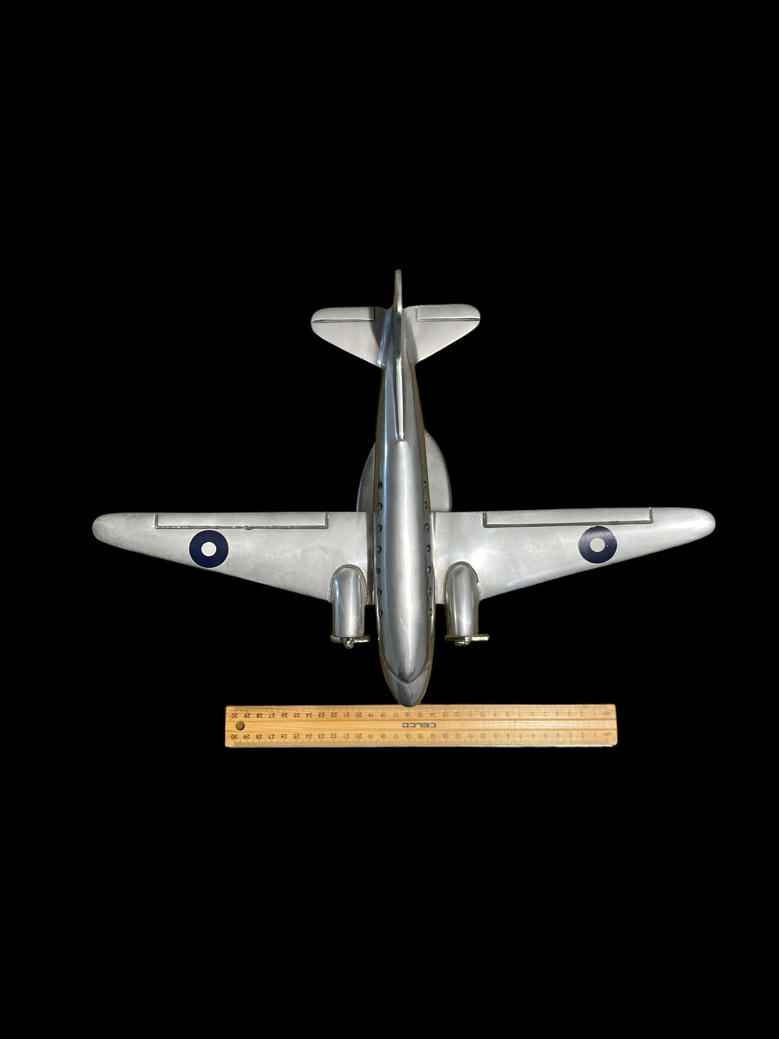 Large (42cm) RAAF Douglas DC3 Chrome Plane with WW2 era Roundel